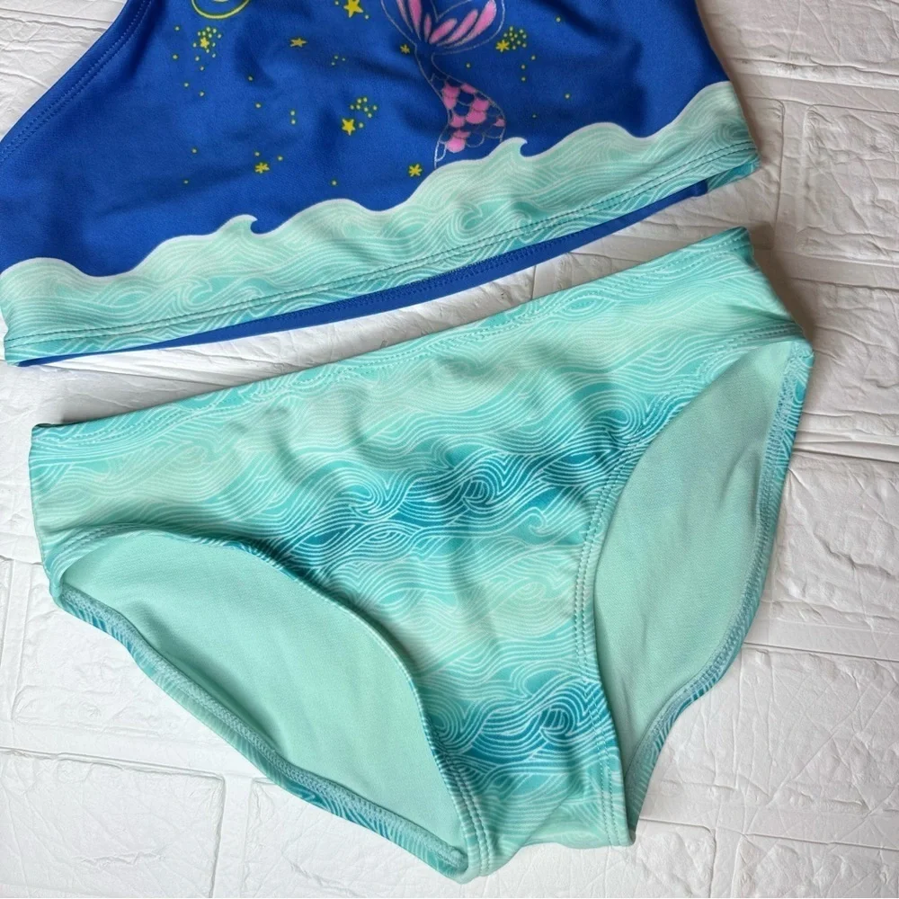 More Than Magic Blue and Mint Mermaid Bikini Set Size L (10/12)